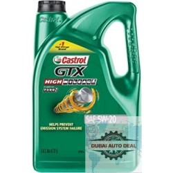 Castrol 03100 GTX High Mileage 5W-20 Synthetic Blend Motor Oil, 5 Quart